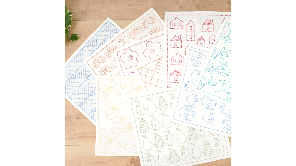 図案に沿って刺すだけ 原ウール かんたんキット 刺し子のふきん 宇佐美鉱油の総合通販サイト うさマート