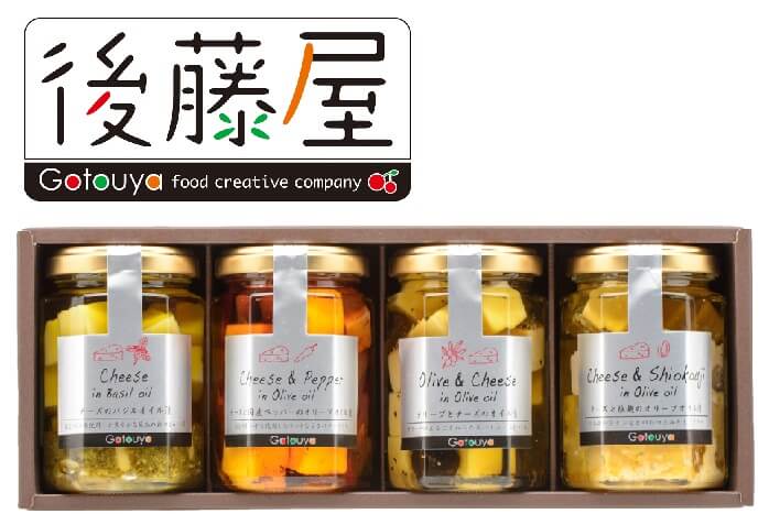 山形 後藤屋農園 チーズのオリーブオイル漬 4本セット 宇佐美鉱油のギフトサイト うさマートギフト