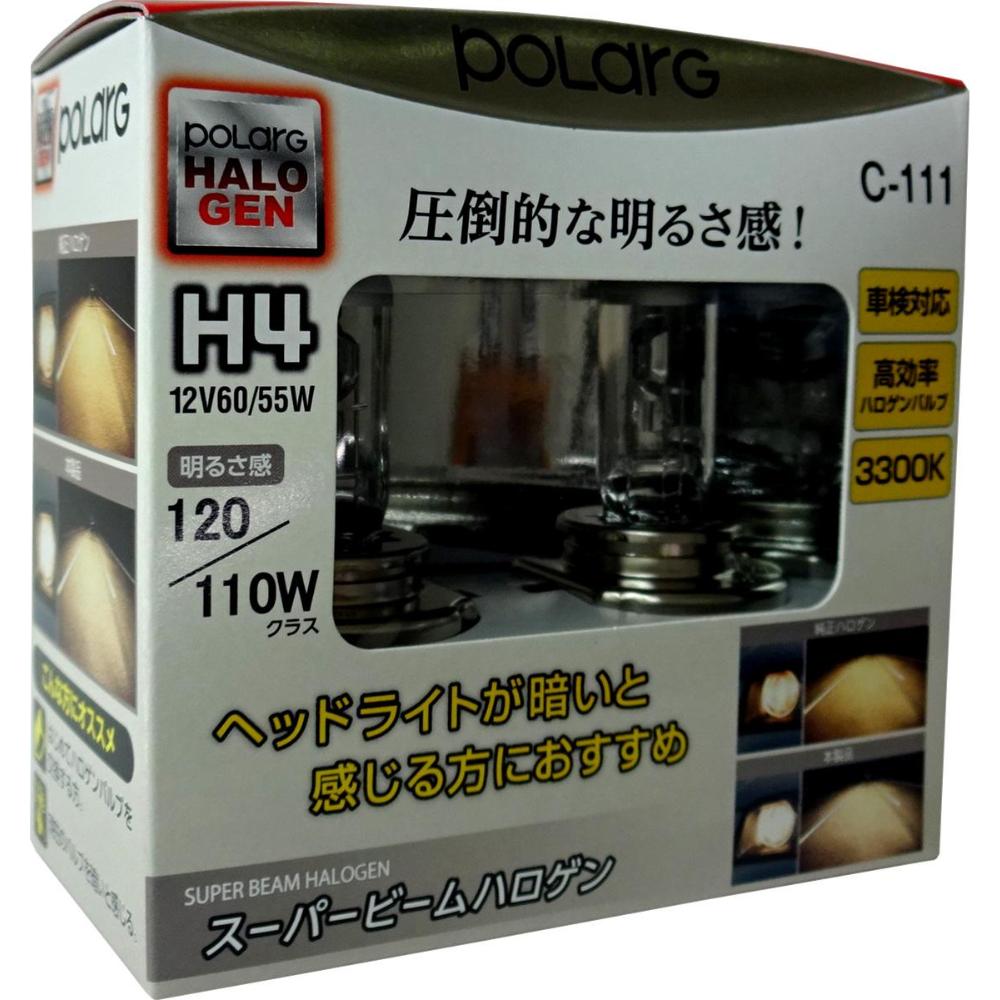 全天候で明るく見やすいクリア光 日星工業 ポラーグ スーパービームハロゲン 12v車用 2個入 H4 60 55w 3300k クリア P0771c 宇佐美鉱油の総合通販サイト うさマート