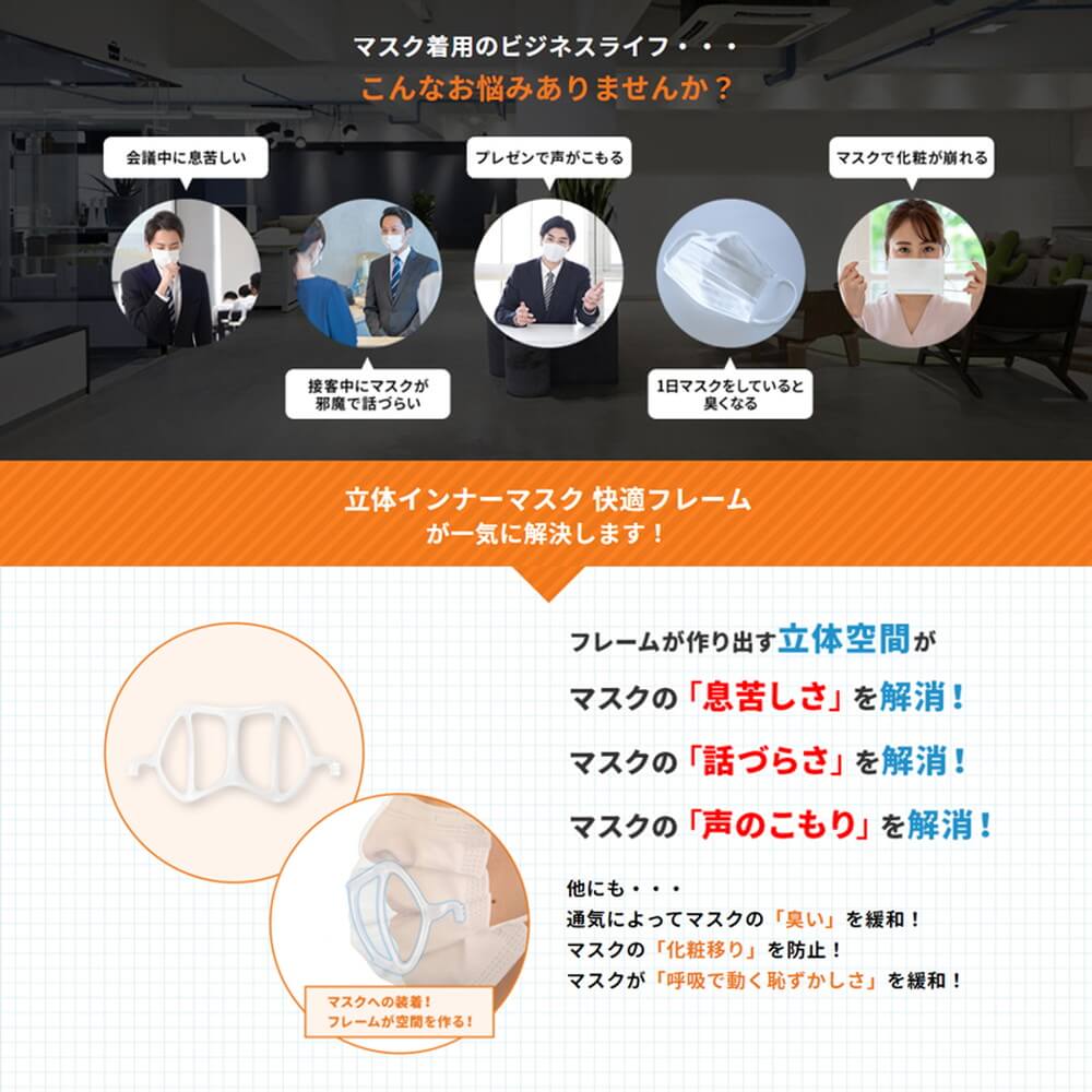マスク着用のシーンを快適に B Full 立体インナーマスク 快適フレーム 2個入 宇佐美鉱油の総合通販サイト うさマート